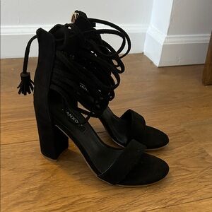 Elegant Black Suede Block Heels